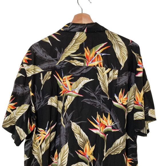 Paradise Found 2X Black Bird of Paradise Hawaiian Shirt Aloha Vintage 1980s - Picture 4 of 9